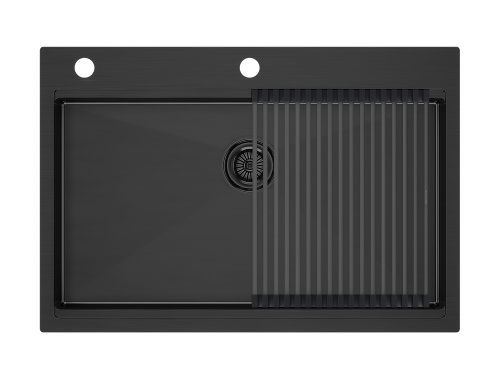 Кухонная мойка Paulmark PM707551-GM+R405-GM 75х51 цвет вороненая сталь